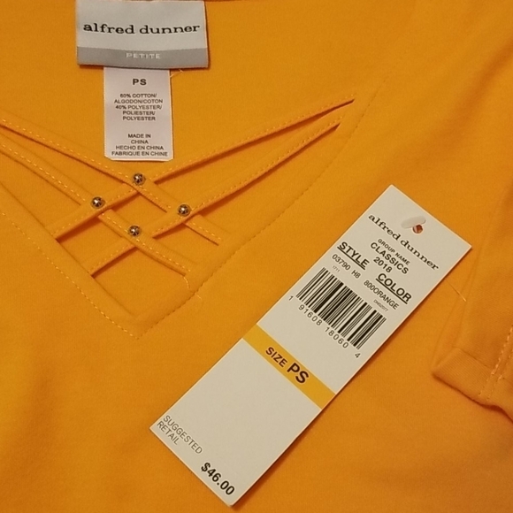 Alfred Dunner  Merigold Orange Tee with strappy detail size PS - Picture 4 of 4